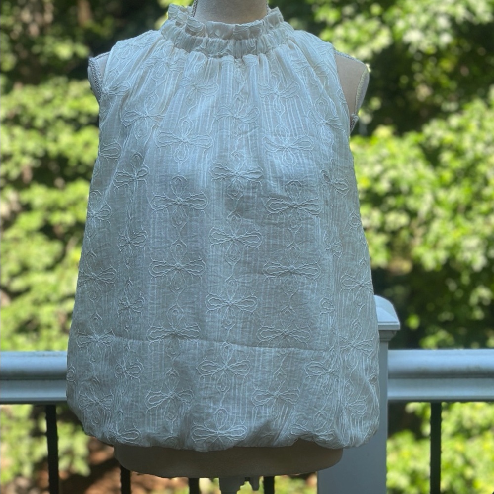 THML Green Sleeveless Ruffled Blouse